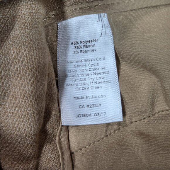 Talbots Pants Womens 14 Tan Beige Hampshire Straight Leg Ankle Trousers Preppy - Picture 5 of 8